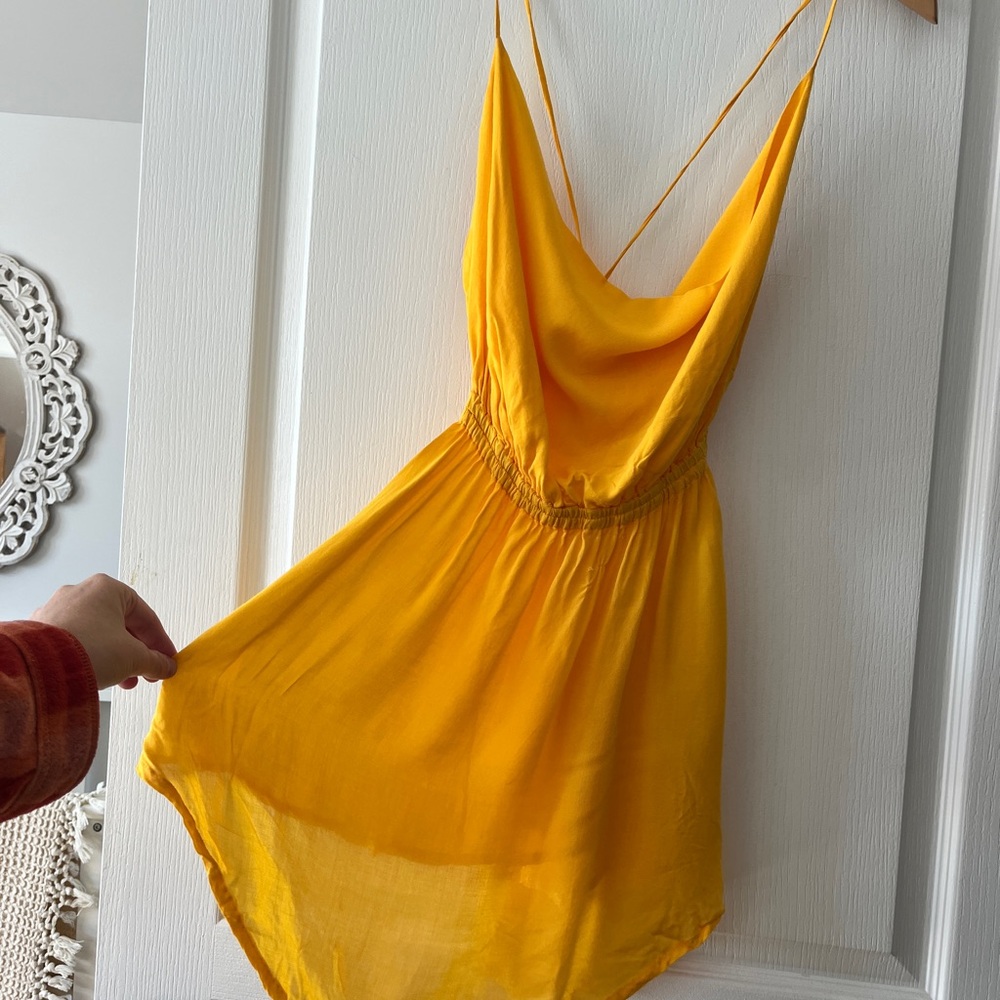 Indah Vibrant Yellow Backless Dress